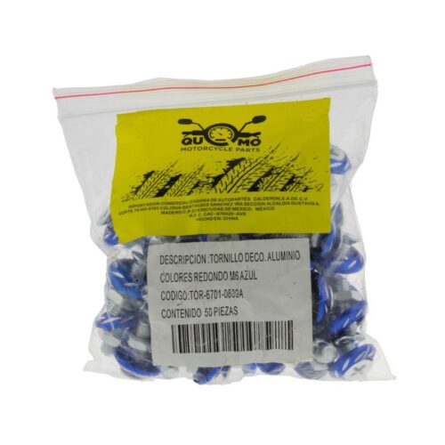 Tornillo M6 azul para motocicleta 50 piezas