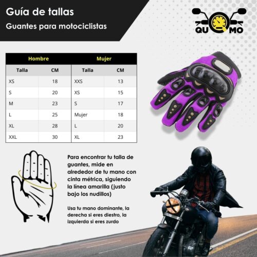 Guia de tallas para Guantes para moto S STREET morado